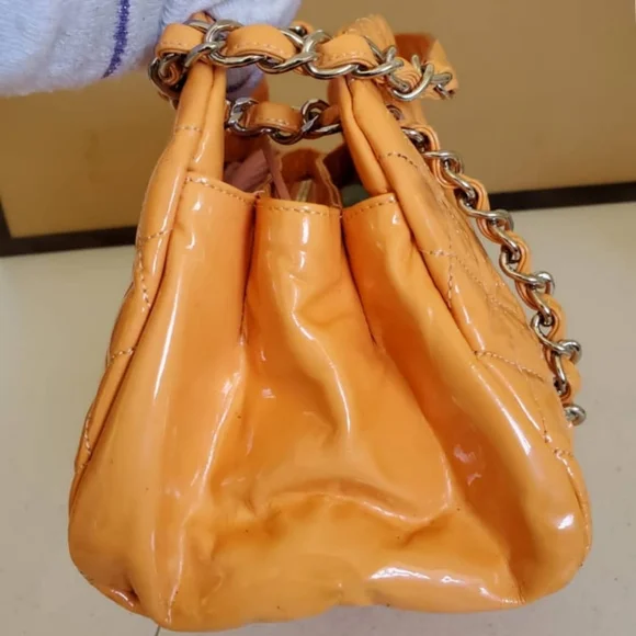 CHANEL Orange Patent Mademoiselle Bowling … - Picture 8 of 14